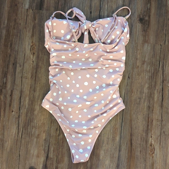 Small pink white polka dot swimsuit - Picture 2 of 2